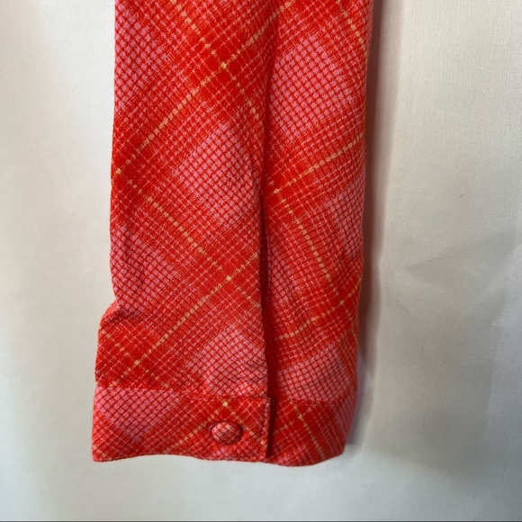 BP. Women's Surplice V-Neck Crop Top in Pink-Red Ian Bias Plaid - Sz M - Picture 3 of 11